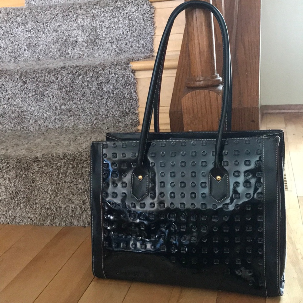 Arcadia black leather tote